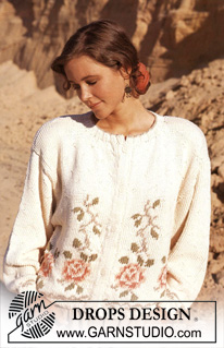 DROPS 22-4 - DROPS jacket with rose pattern in “Paris”. 