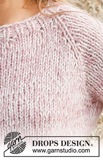 Cosy Rosy / DROPS 220-11 - Stickad tröja i 2 trådar DROPS Air eller 1 tråd DROPS Wish. Arbetet stickas uppifrån och ner med raglan och ¾ -långa ärmar. Storlek S - XXXL.