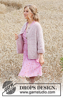 Cosy Rosy Cardigan / DROPS 220-12 - Ylhäältä alas neulottu jakku 2-kertaisesta DROPS Air-langasta tai 1-kertaisesta DROPS Wish-langasta. Työssä on raglanlinjat ja ¾-pituiset hihat. Koot S-XXXL.