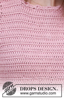 Spring Bloom / DROPS 220-15 - Horgolt felső DROPS Muskat fonalból A darabot felülről lefelé haladva készítjük, a háta közepén hasítékkal, XS-XXL méretben