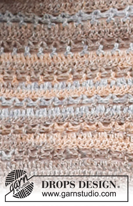 Rocky Trails Cardigan / DROPS 220-19 - Gehaakt vest in DROPS Fabel. Het werk wordt van boven naar beneden gehaakt met ronde pas en kantpatroon. Maten XS - XXL.