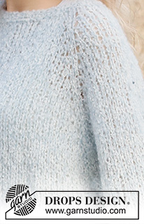 Country Dew / DROPS 220-2 - Strikket genser i DROPS Alpaca Bouclé og DROPS Brushed Alpaca Silk. Arbeidet strikkes ovenfra og ned med raglan. Størrelse S - XXXL.