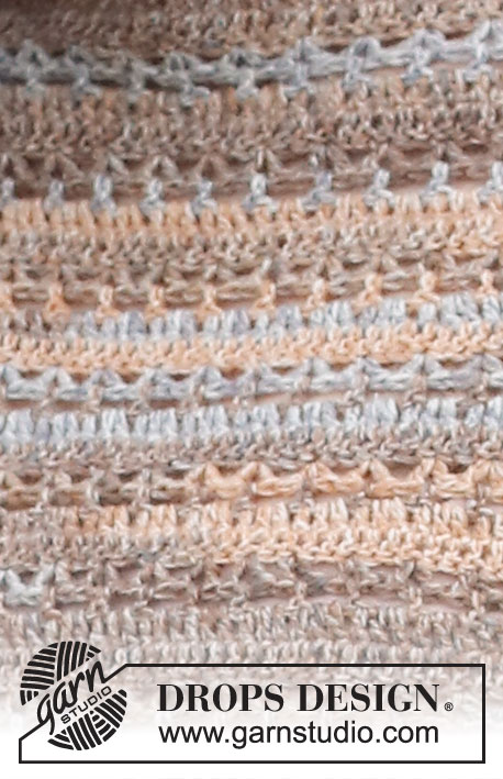 Rocky Trails / DROPS 220-20 - Heklet genser i DROPS Fabel. Arbeidet hekles ovenfra og ned med rundfelling og hullmønster. Størrelse XS - XXL.