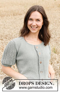 Mint Breeze Jacket / DROPS 220-22 - Gilet tricoté de bas en haut, en DROPS Alpaca, avec point ajouré sur les manches. Du S au XXXL