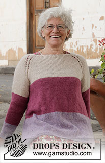 Lavender Rose Sweater / DROPS 220-34 - Knitted sweater in DROPS Air. The piece is worked top down with raglan and stripes. Sizes S - XXXL.