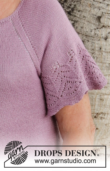 Sweet Susan Cardigan / DROPS 220-35 - Knitted jacket in DROPS BabyAlpaca Silk. The piece is worked top down with raglan, lace pattern and winged-sleeves. Sizes S - XXXL.
