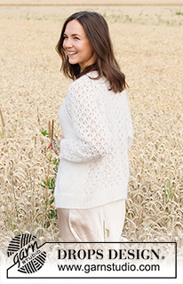 Galatea Cardigan / DROPS 220-4 - Stickad kofta i 1 tråd DROPS Kid-Silk och 1 tråd DROPS Alpaca. Arbetet stickas uppifrån och ner med raglan och hålmönster på ärmarna och bakstycke.
Storlek S - XXXL.
