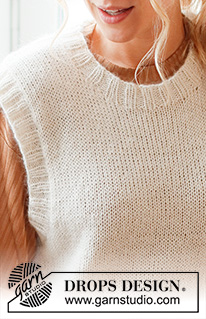 Annabelle Vest / DROPS 220-41 - Knitted vest in DROPS Alpaca and DROPS Kid-Silk. The piece is worked in stockinette stitch with ribbed edges and split in the sides. Sizes S - XXXL.