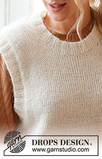 Annabelle Vest / DROPS 220-41 - Knitted vest in DROPS Alpaca and DROPS Kid-Silk. The piece is worked in stockinette stitch with ribbed edges and split in the sides. Sizes S - XXXL.