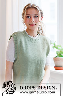 Abby Vest / DROPS 220-42 - Strikket vest / slipover i DROPS Flora. Arbeidet strikkes i glattstrikk med vrangborder. Størrelse S - XXXL.
