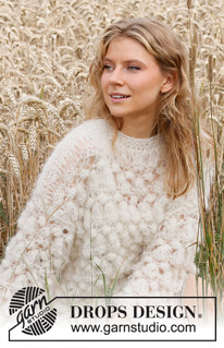 Cloud Cover / DROPS 220-9 - Knitted sweater with popcorn and bobbles in DROPS Melody. Size XS–XXL.