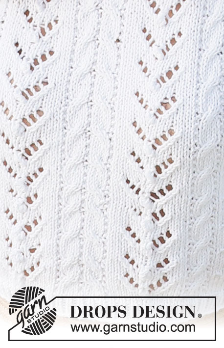 Doves Bay Top / DROPS 221-10 - Top tricoté en DROPS Cotton Light, avec point ajouré et torsades. Du S au XXXL