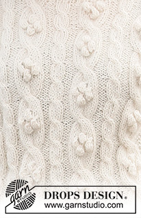 Buttercream Swirls Sweater / DROPS 221-16 - Stickad tröja i DROPS Alpaca och DROPS Kid-Silk. Arbetet stickas med flätor och muscher. Storlek S - XXXL.