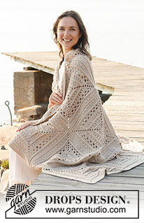 Day By The Sea / DROPS 221-2 - Heklet pledd med ruter i DROPS Lima.