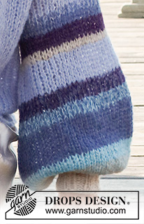 Blue Sunrise / DROPS 221-24 - Strikket bluse i 2 tråde DROPS Brushed Alpaca Silk. Arbejdet strikkes med striber og ballonærmer. Størrelse XS - XXL.