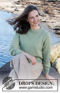 Sweet Sea / DROPS 221-25 - Pull tricoté de haut en bas avec emmanchures raglan, en DROPS BabyAlpaca Silk. Du S au XXXL