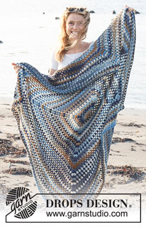 Gift of the tide / DROPS 221-28 - Crocheted blanket with granny square in 1 strand DROPS Big Delight or 2 strands DROPS Delight. The piece is worked from the middle outwards.