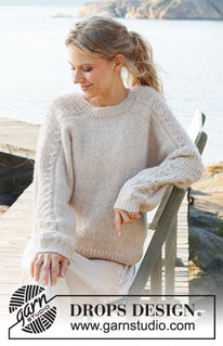 Bronze Summer Sweater / DROPS 221-3 - Stickad tröja i DROPS Air. Arbetet stickas uppifrån och ner med raglan och hålmönster på ärmarna. Storlek S - XXXL.