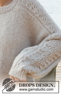 Bronze Summer Sweater / DROPS 221-3 - Stickad tröja i DROPS Air. Arbetet stickas uppifrån och ner med raglan och hålmönster på ärmarna. Storlek S - XXXL.