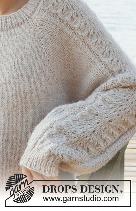 Bronze Summer Sweater / DROPS 221-3 - Stickad tröja i DROPS Air. Arbetet stickas uppifrån och ner med raglan och hålmönster på ärmarna. Storlek S - XXXL.