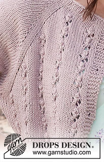 Rosebud Parade Cardigan / DROPS 221-33 - Strikket jakke i DROPS Muskat eller DROPS Sky. Arbeidet strikkes ovenfra og ned med raglan, hullmønster, knuter og ¾ lange ermer. Størrelse S - XXXL.
