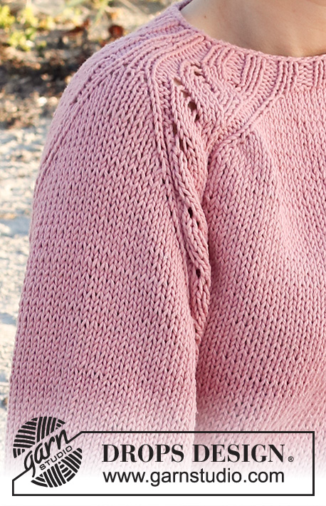 Easy Twist / DROPS 221-36 - Strikket genser i DROPS Paris. Arbeidet strikkes ovenfra og ned med sadelskuldre og hullmønster. Størrelse S - XXXL.