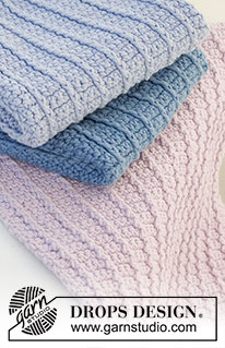 Oh So Fresh! / DROPS 221-46 - Hæklede klude med relief stangmasker i DROPS Safran.