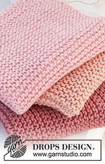 Oh Happy Day! / DROPS 221-47 - Strikkede klude med retstrik i DROPS Safran.