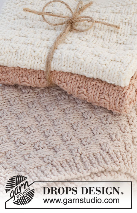Me Time / DROPS 221-48 - Knitted cloths with textured pattern in DROPS Safran.