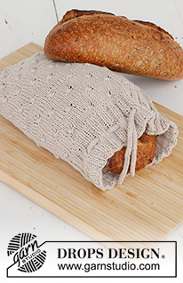 Grateful Bread / DROPS 221-52 - Strikket brødpose med strukturmønster i DROPS Cotton Light.