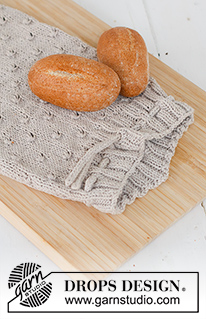 Grateful Bread / DROPS 221-52 - Strikket brødpose med strukturmønster i DROPS Cotton Light.