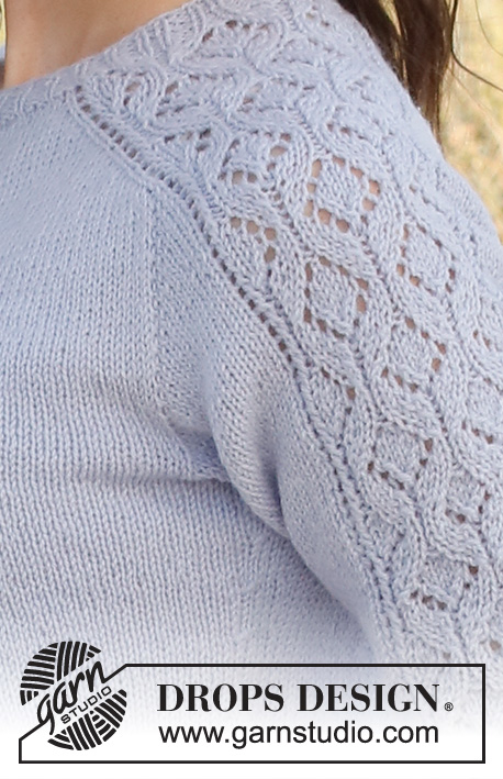 Dancing Diamonds Cardigan / DROPS 221-8 - Stickad kofta i DROPS Flora. Arbetet stickas uppifrån och ner med sadelaxel, hålmönster och ¾-långa ärmar. Storlek S - XXXL.