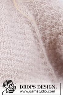 Lavender Sprinkles / DROPS 222-12 - Pull tricoté de haut en bas, avec emmanchures raglan, col doublé, point texturé et manches ¾, en DROPS Alpaca et DROPS Kid-Silk. Du XS au XXL.