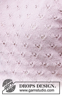 Flower Wish / DROPS 222-14 - Strikket bluse i DROPS Alpaca. Arbejdet strikkes med hulmønster og korte pufærmer. Størrelse S - XXXL.