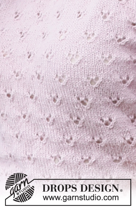 Flower Wish / DROPS 222-14 - Strikket bluse i DROPS Alpaca. Arbejdet strikkes med hulmønster og korte pufærmer. Størrelse S - XXXL.