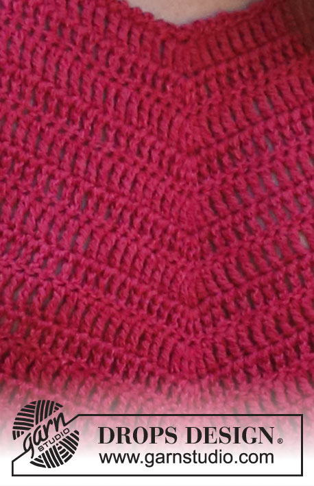 Young Love / DROPS 222-17 - Gehaakte top in DROPS Belle. Wordt van boven naar beneden gehaakt. Maat XS–XXL.