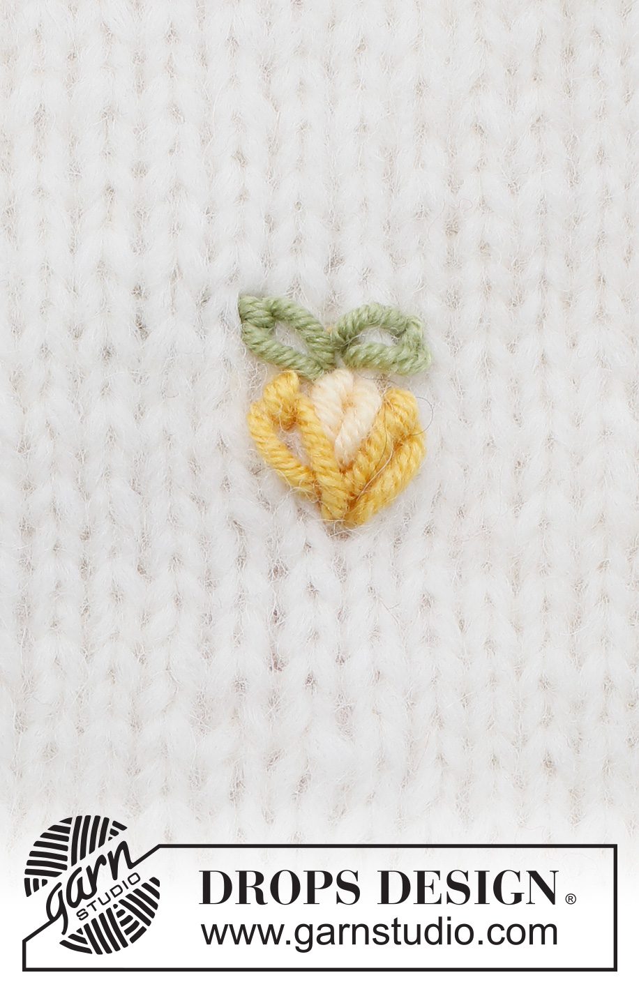 Sweet Lemons / DROPS 222-46 - Kirjottu sitruuna DROPS Merino Extra Fine -langasta. Työssä on ketjupistoja.
Teema: Kirjonta