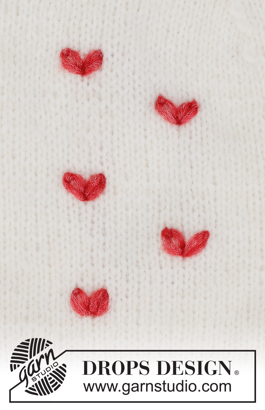 Fluttering Hearts / DROPS 222-49 - Broderet hjerte i DROPS Air. Hjertet er broderet med kædesting.
Tema: Broderi
