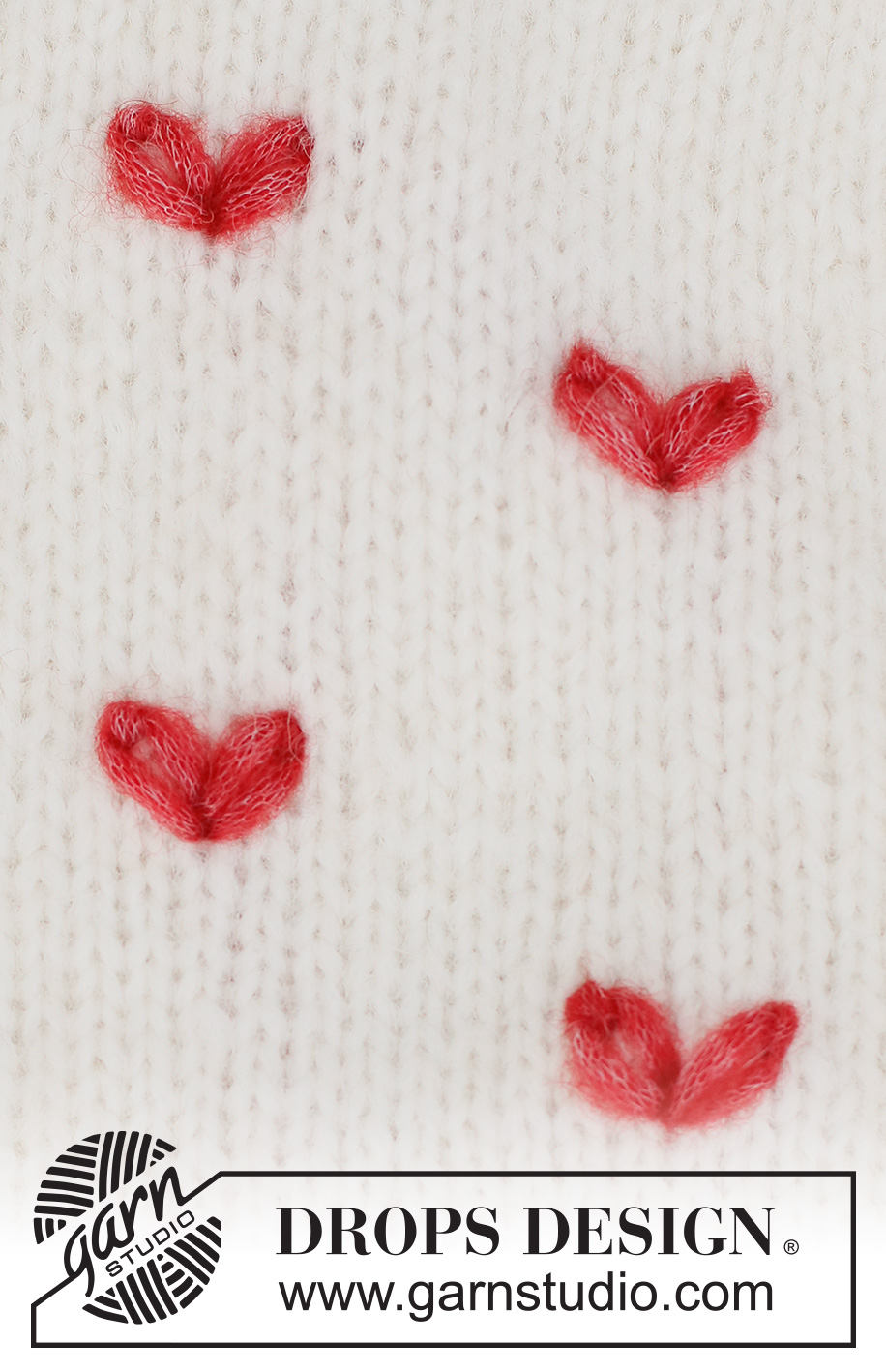 Fluttering Hearts / DROPS 222-49 - Broderet hjerte i DROPS Air. Hjertet er broderet med kædesting.
Tema: Broderi
