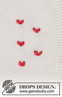 Fluttering Hearts / DROPS 222-49 - Broderet hjerte i DROPS Air. Hjertet er broderet med kædesting.
Tema: Broderi
