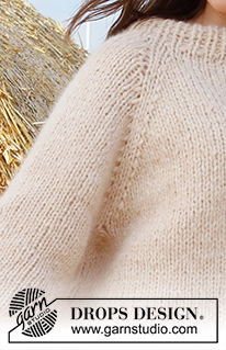 Joy of the Harvest / DROPS 223-10 - Raglánový pulovr s širokými ¾ rukávy pletený shora dolů z dvojité příze DROPS Air nebo jednoduché příze Wish. Velikost S - XXXL.