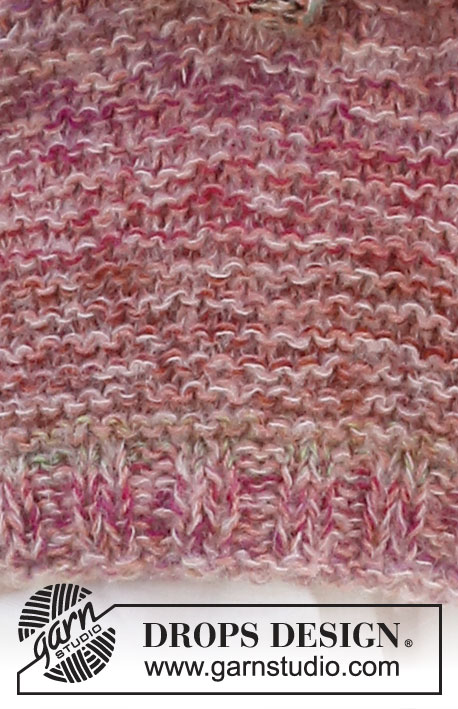 Painted Rose / DROPS 223-14 - Gebreide trui in DROPS Alpaca, DROPS Delight en DROPS Brushed Alpaca Silk.  Het werk wordt gebreid met ribbelsteek en strepen. Maten S - XXXL.