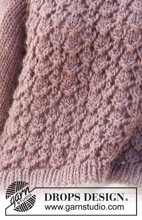Free Motion / DROPS 223-17 - Knitted jumper in DROPS Snow. Piece is knitted top down with raglan, lace pattern and ¾ sleeves. Size: S - XXXL