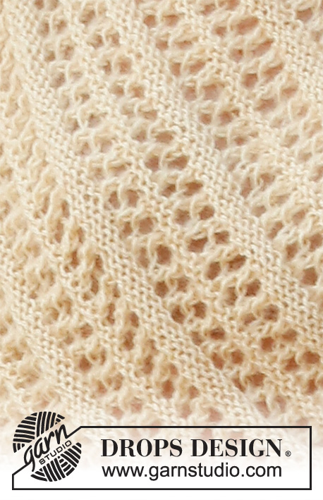Spring Hive / DROPS 223-26 - Strikket genser i DROPS BabyAlpaca Silk og DROPS Kid-Silk. Arbeidet strikkes i hullmønster med ¾ lange ermer i glattstrikk og kanter i riller. Størrelse S - XXXL.