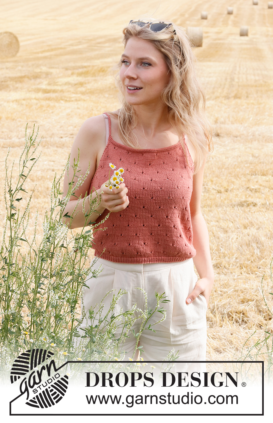 Canyon Spice Top / DROPS 223-29 - Top de punto en DROPS Safran. La pieza está tejida con patrón de calados. Tallas S – XXXL.