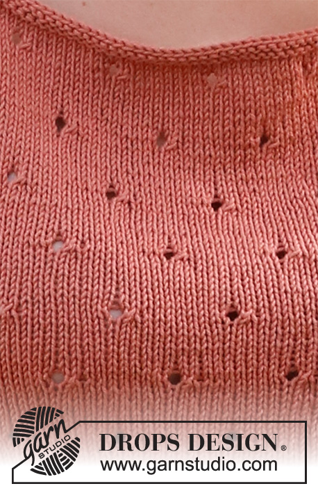Canyon Spice Top / DROPS 223-29 - Top de punto en DROPS Safran. La pieza está tejida con patrón de calados. Tallas S – XXXL.