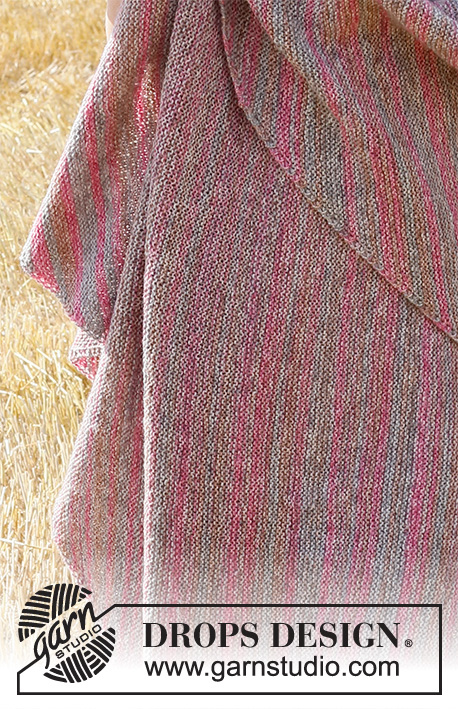 Strawberry Sky / DROPS 223-37 - Strikket pledd i DROPS Fabel. Arbeidet strikkes fra hjørne til hjørne i riller.