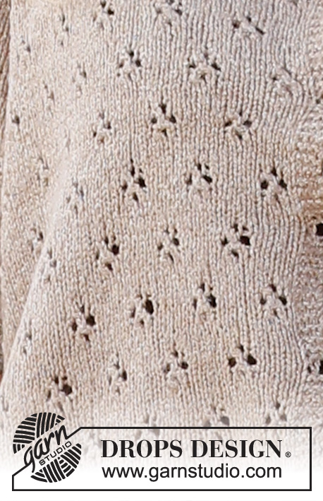 Country Roads Cardigan / DROPS 223-5 - Neulottu jakku DROPS Flora-langasta. Työssä on pitsineuletta ja lyhyet hihat. Koot XS - XXL.