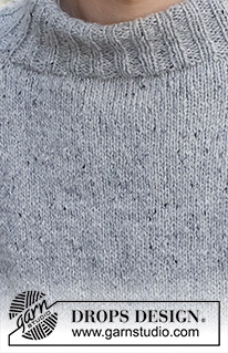Rain Sky / DROPS 224-11 - Stickad tröja till herr i DROPS Soft Tweed. Arbetet stickas uppifrån och ner med raglan och dubbel halskant. Storlek S - XXXL.
