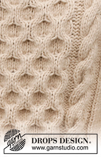 Winter Hive / DROPS 224-15 - Strikket genser til herre i DROPS Wish. Arbeidet strikkes med fletter, bikube mønster og høy hals. Størrelse S - XXXL.
